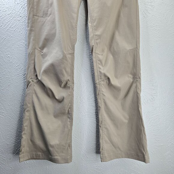 Prana Hiking Pants Womens 14 UPF 50+ Tan Straight Leg Adjustable Outdoor Utility - Picture 4 of 12